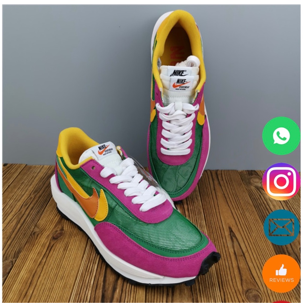 Sacai x Nike LDV Waffle Green Pink BV0073-301 mens size 10